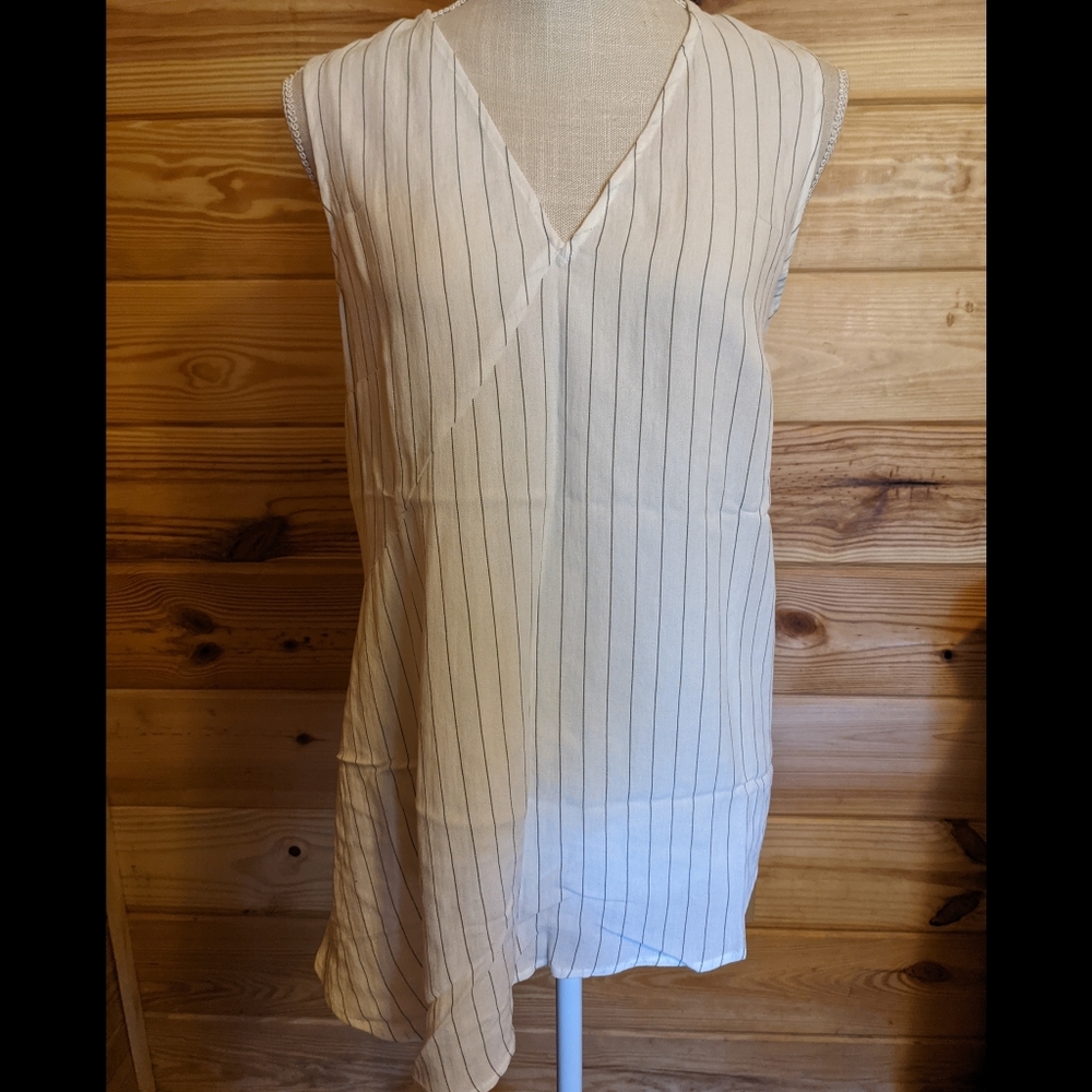 Mossimo Pinstriped Sleeveless Top White/Black Med